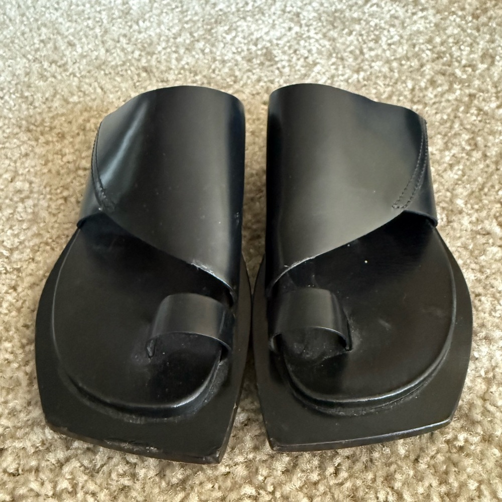 Marni Black Leather Slide Sandals